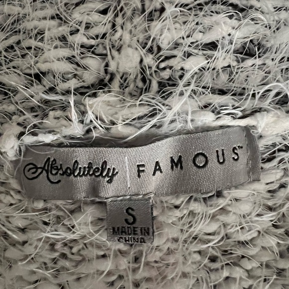 Absolutely Famous Fuzzy Gray and White Cardigan - Picture 7 of 8